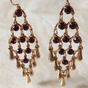 Gold & Purple Statement Earrings